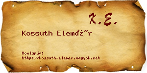 Kossuth Elemér névjegykártya